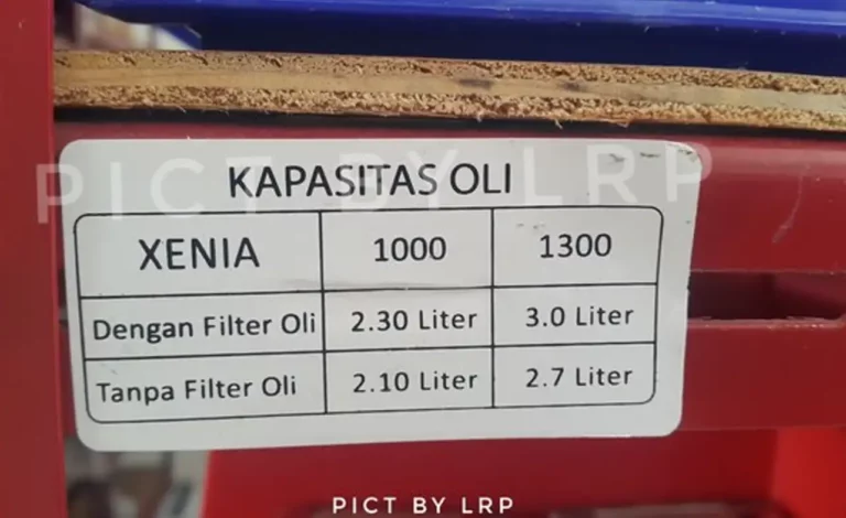 Kapasitas Oli Transmisi Xenia 1300cc
