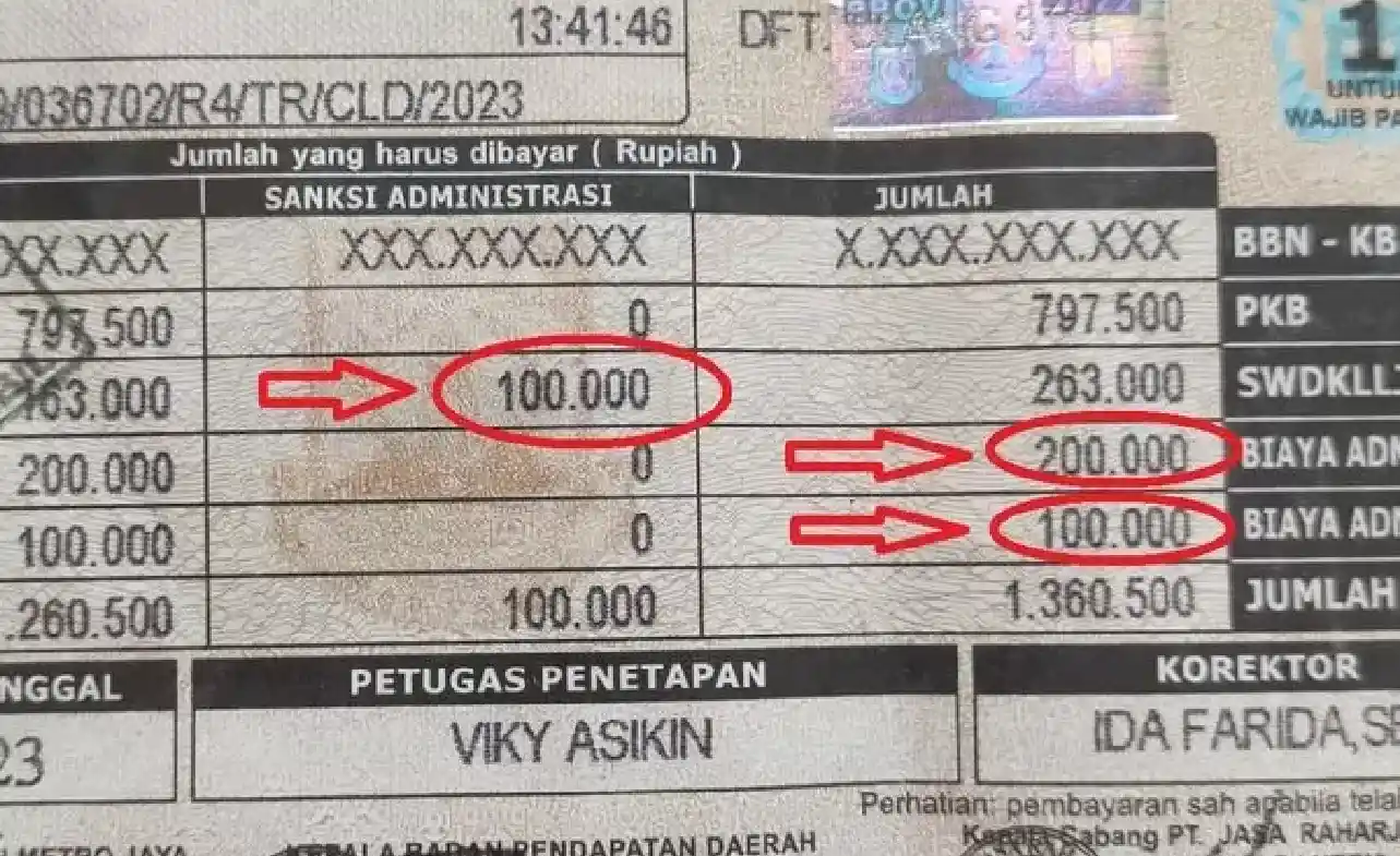 Perhitungan Denda Pajak Motor Telat 1 Hari