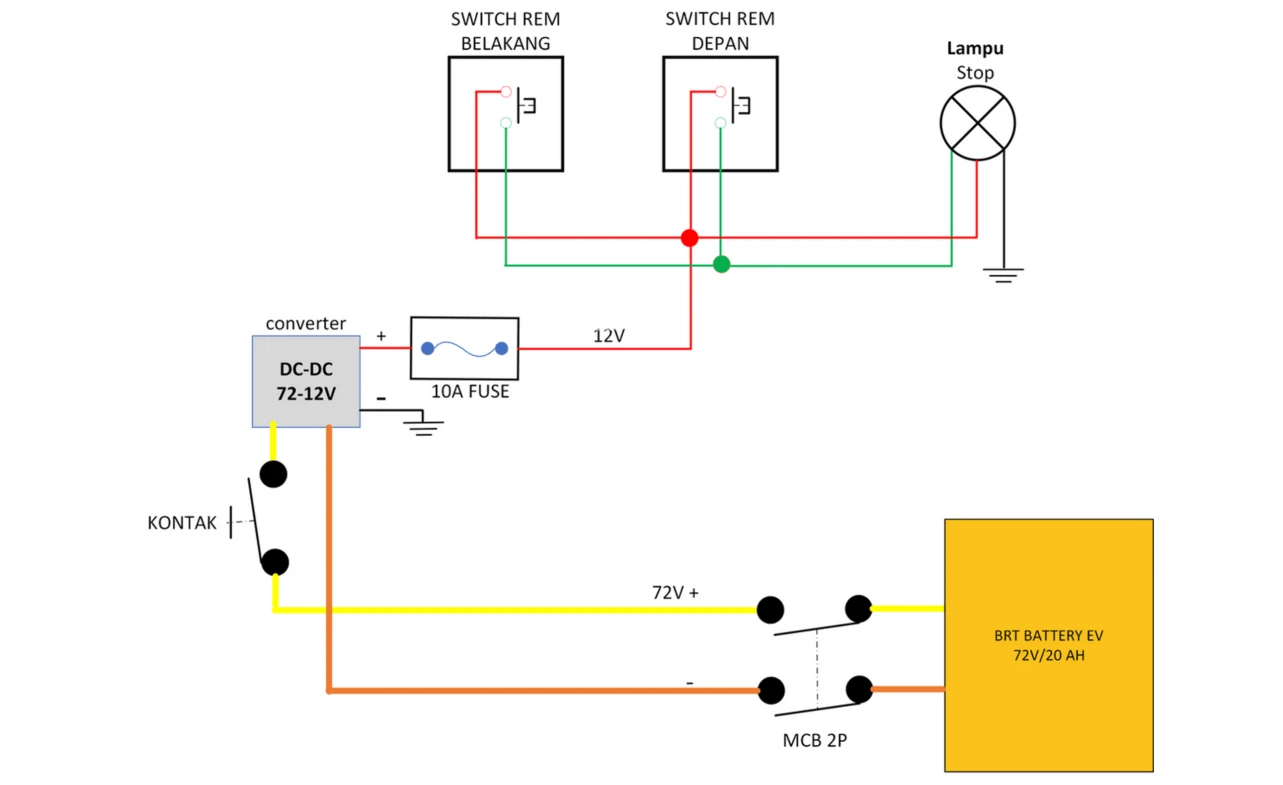 Rangkaian Lampu Rem Belakang Sepeda Motor