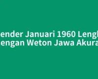 Kalender Januari 1960 Lengkap dengan Weton Jawa Akurat